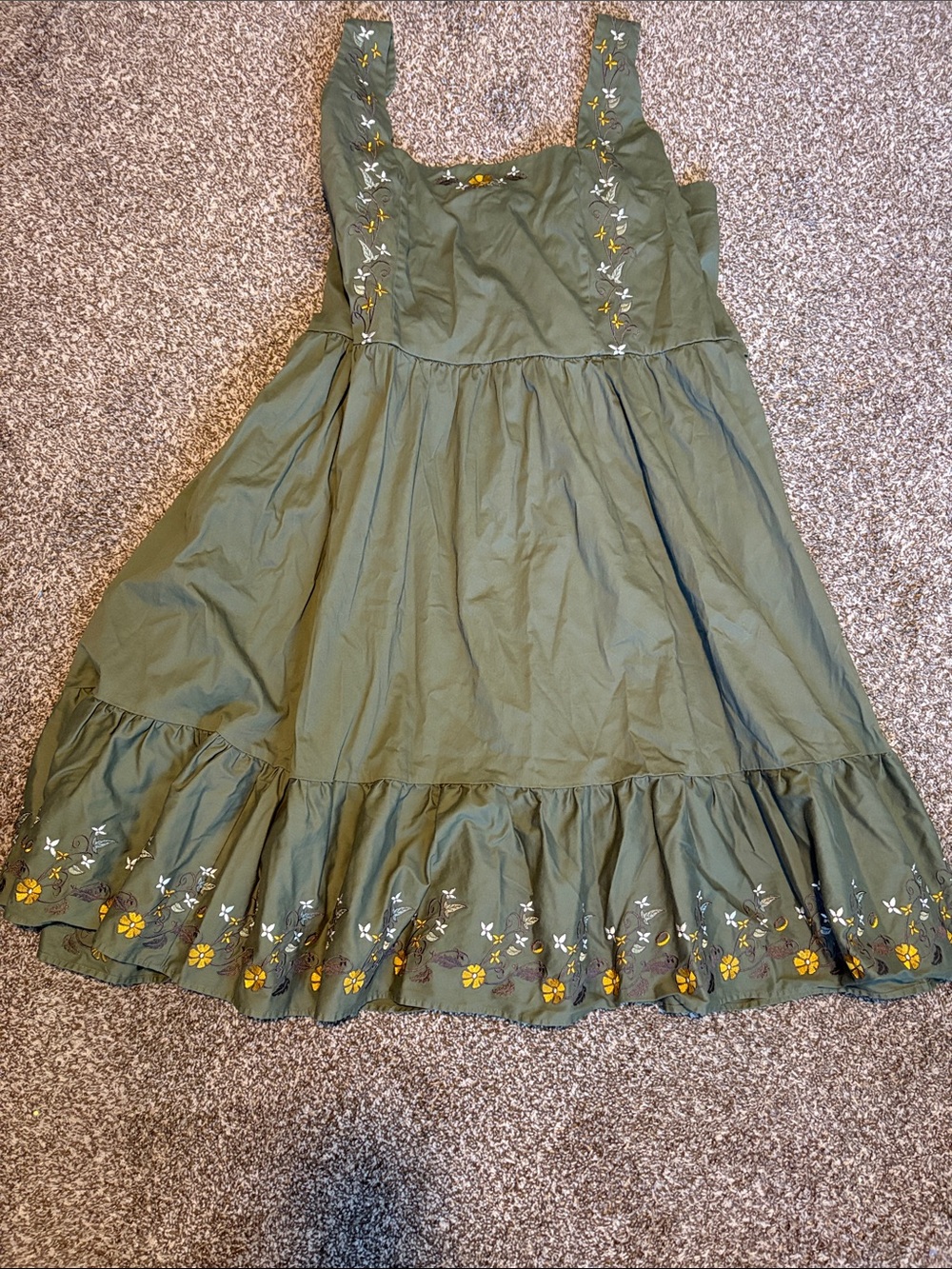 Olive Green Floral Embroidered Sundress 5